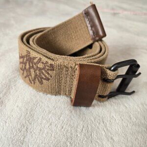 Timberland Men’s Canvas & leather Belt Adjustable Casual Outdoor Khaki Brown s36
